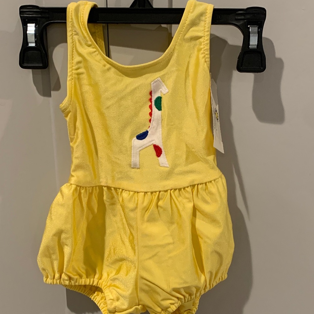 NWT Vintage Florence Eiseman Infant Yellow One Piece with Giraffe Accent